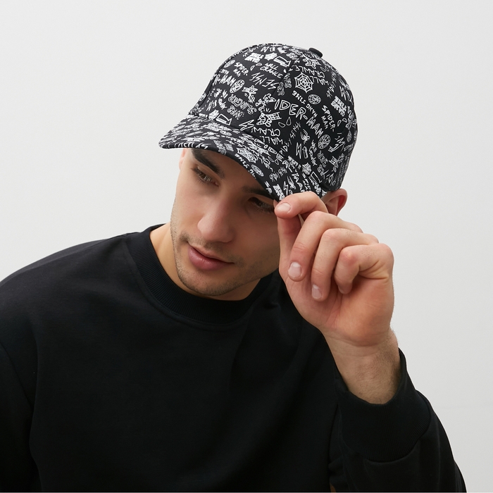 Кепка MINAKU с надписями, цвет чёрный, р-р 58 Кепка MINAKU с надписями, цвет чёрный, р-р 58