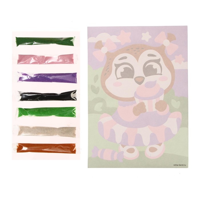 Фреска песком «Сова со сладостями», 7 цв Фреска песком «Сова со сладостями», 7 цв