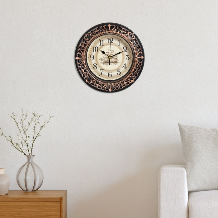 Часы настенные интерьерные "Фрегат", d-25 см, бесшумные