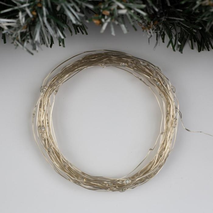 Гирлянда «Нить» 10 м роса, IP20, серебристая нить, 100 LED, свечение синее, 12 В