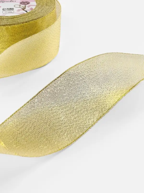 Лента парчовая, 50 мм, 23&plusmn;1 м, цвет золотой