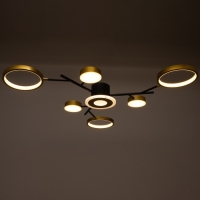 Люстра с ПДУ 2300/7GD LED 150Вт 3000-6000К золото 75х75х9 см BayerLux