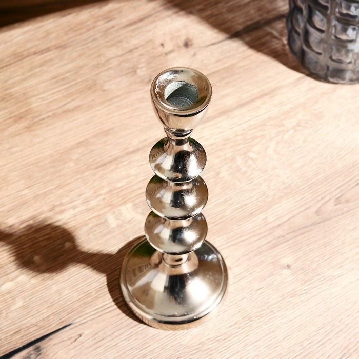 Подсвечник алюминий  Подсвечник алюминий "Кольца" на 1 свечу 9х9х24 см