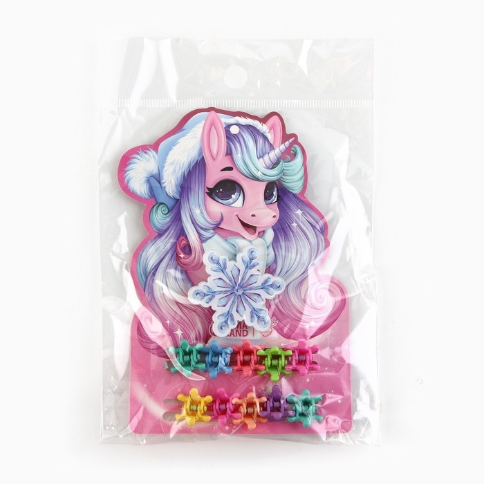 Заколка и крабики для волос новогодние «Единорог» на Новый год, 10 х 10,4 см Заколка и крабики для волос новогодние «Единорог» на Новый год, 10 х 10,4 см