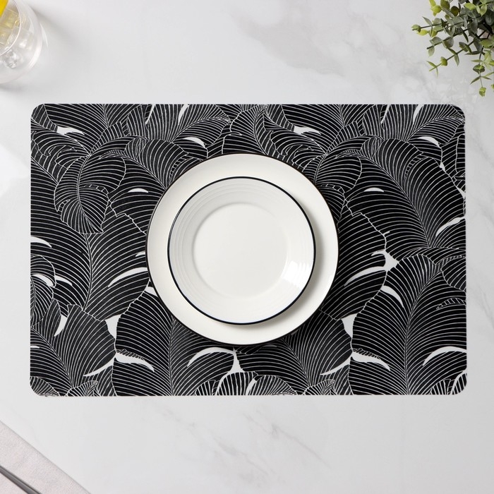 Салфетки сервировочные на стол «Мираж», 4 шт, 30×45 см, цвет чёрный Салфетки сервировочные на стол «Мираж», 4 шт, 30×45 см, цвет чёрный