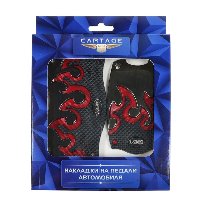 Накладки на педали Cartage, антискользящие, набор 2 шт, красный Накладки на педали Cartage, антискользящие, набор 2 шт, красный