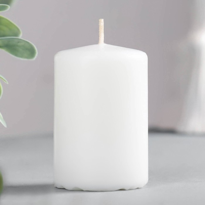 Набор свечей-цилиндров  Набор свечей-цилиндров "Интерьерный", 4 шт, 6х4 см, 10 ч, белый