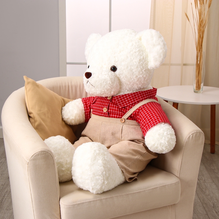 Мягкая игрушка «Медведь», в красной рубашке, 100 см, цвет белый Мягкая игрушка «Медведь», в красной рубашке, 100 см, цвет белый