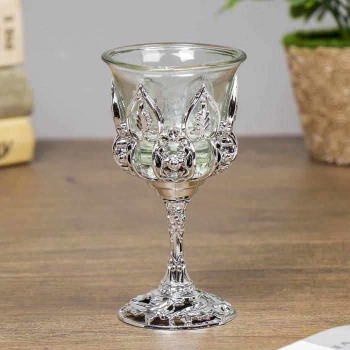 Подсвечник стекло Подсвечник стекло "Наслаждение" 12*6,5*6,5 см, серебро