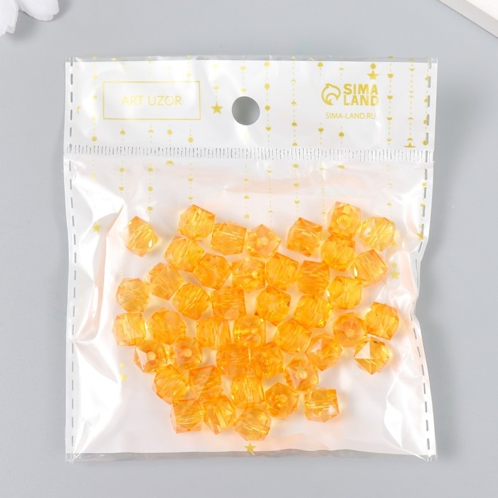Бусины пластик Бусины пластик "Кристалл многогранник. Янтарный" прозрачный набор 20 гр 1х1х1 см