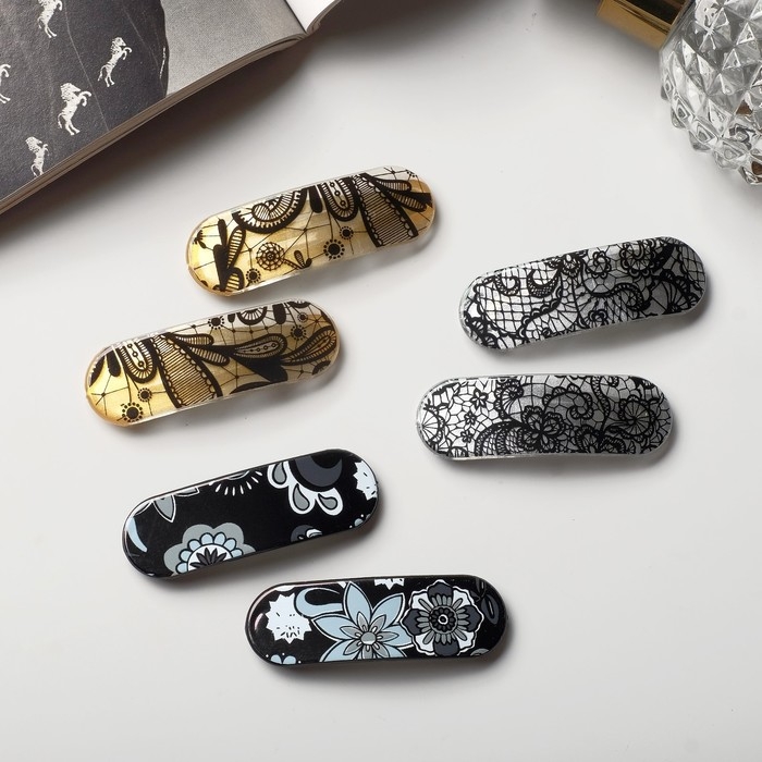 Невидимка для волос  Невидимка для волос "Герти" (набор 6 шт) грация узоры, 5,5 см