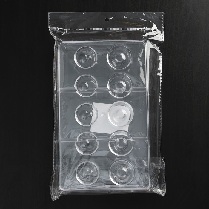 Форма для конфет и шоколада «Бабл», 10 ячеек, 20×12×2,5 см, d=2,5 см, d=2,7 см, цвет прозрачный Форма для конфет и шоколада «Бабл», 10 ячеек, 20×12×2,5 см, d=2,5 см, d=2,7 см, цвет прозрачный