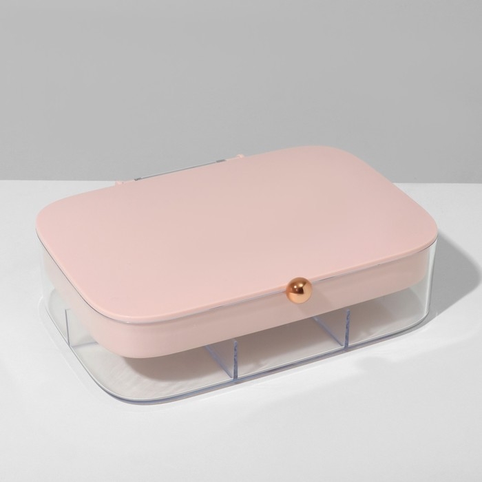 Подставка для украшений «Шкатулка» 2 яруса, 30 ячеек, 18×14×5 см, пластик, цвет розовый Подставка для украшений «Шкатулка» 2 яруса, 30 ячеек, 18×14×5 см, пластик, цвет розовый