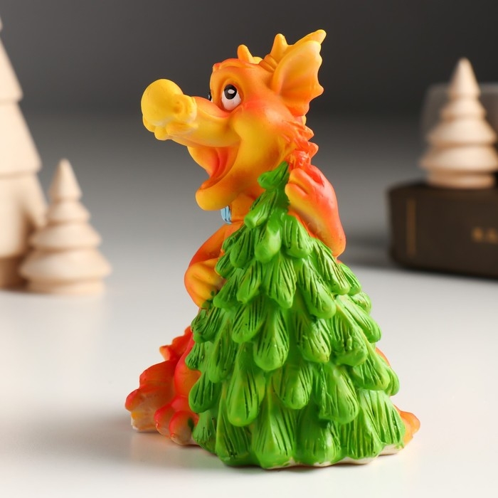 Копилка полистоун Копилка полистоун "Рыжий дракон в шарфике с ёлочкой/мороженым" МИКС 7,5х6х10 см