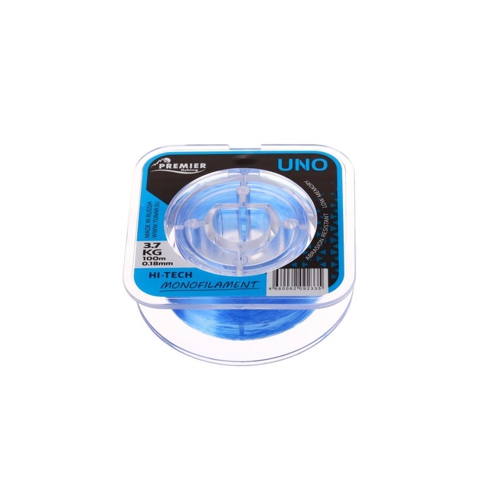Леска Preмier Fishing UNO, диаметр 0.18 мм, тест 3.7 кг, 100 м, голубая Леска Preмier Fishing UNO, диаметр 0.18 мм, тест 3.7 кг, 100 м, голубая