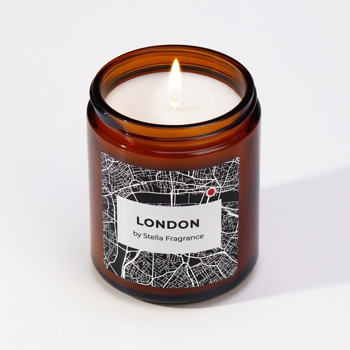 Свеча ароматическая в банке  Свеча ароматическая в банке "LONDON", ветивер, пачули, 250 г