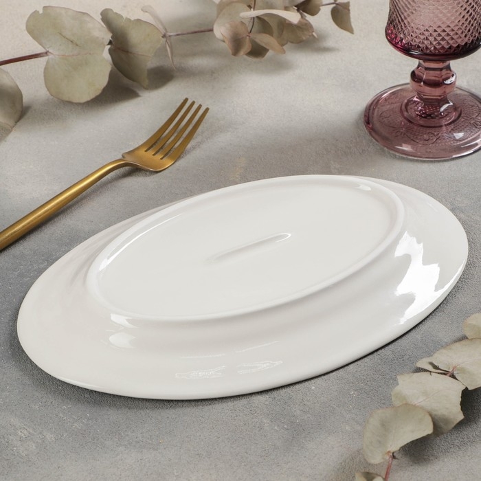 Блюдо фарфоровое овальное c утолщённым краем Доляна White Label, 25,5&times;17&times;2 см, цвет белый