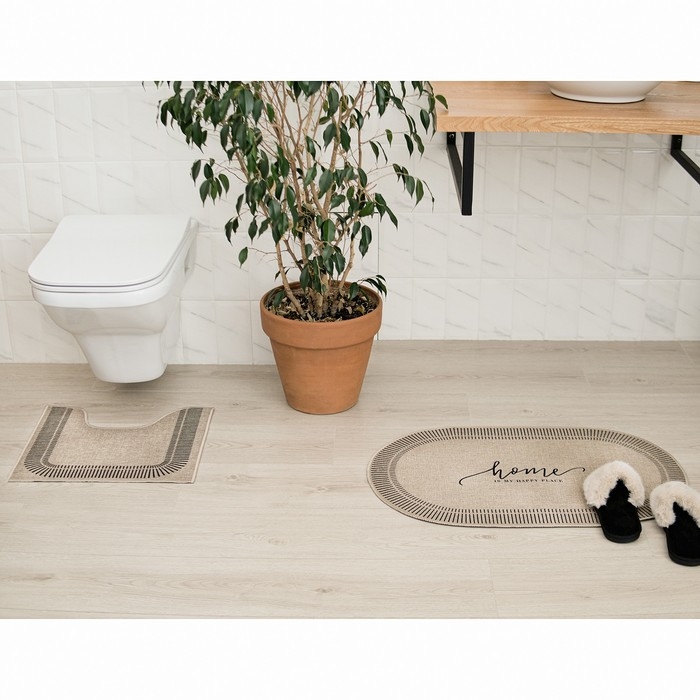 Набор ковриков для ванной Этель Набор ковриков для ванной Этель "Happy place" 2 шт, 48х78 см, 40х45 см