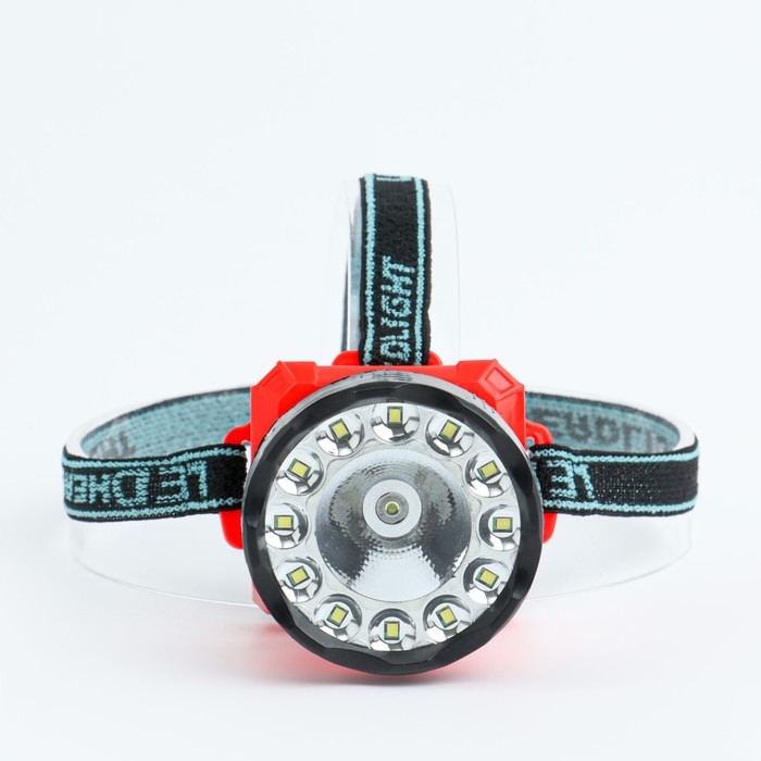 Фонарь налобный, 3 Вт, 1+12 led, 2 режима, 7.2 х 9 х 8 см, 3 АА Фонарь налобный, 3 Вт, 1+12 led, 2 режима, 7.2 х 9 х 8 см, 3 АА