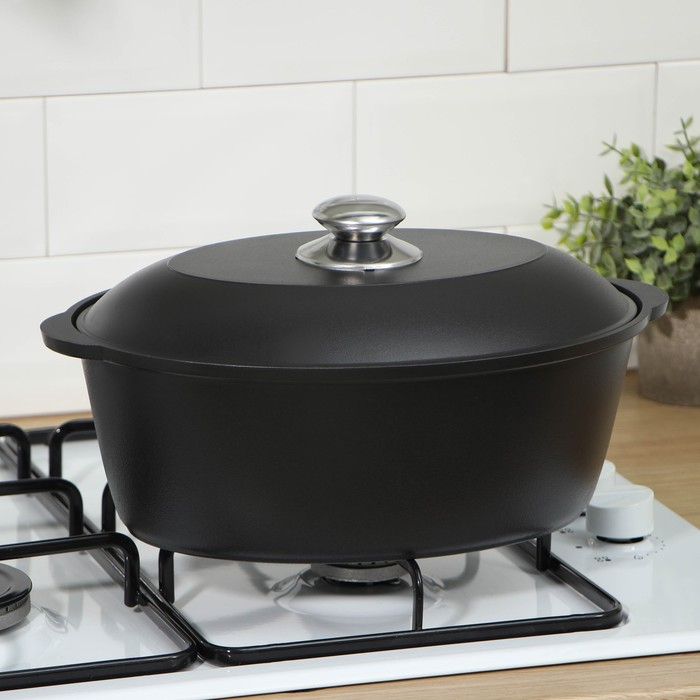 Утятница «Традиция», 4 л, алюминиевая крышка, антипригарное покрытие, цвет чёрный Утятница «Традиция», 4 л, алюминиевая крышка, антипригарное покрытие, цвет чёрный