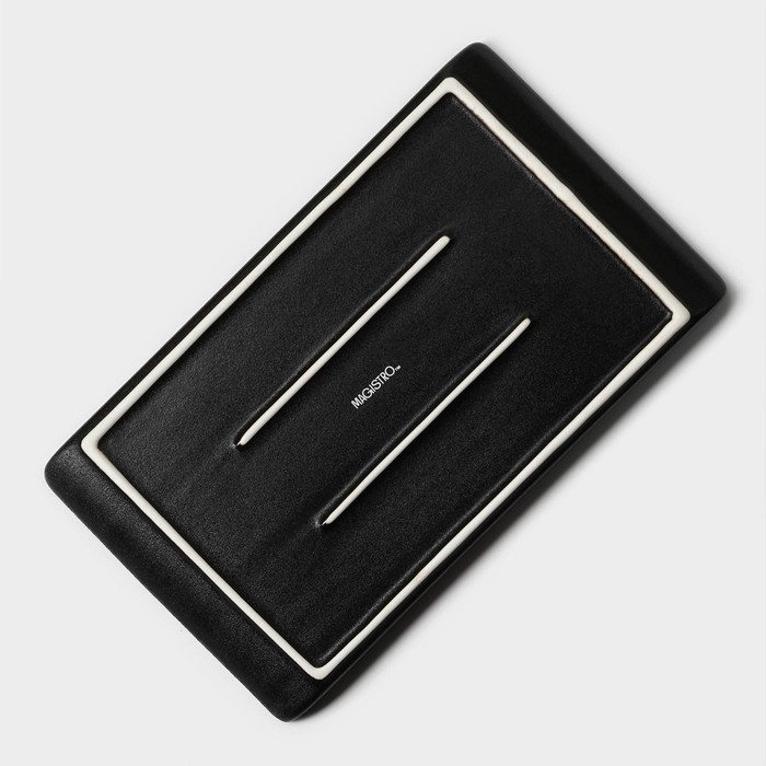 Блюдо фарфоровое для подачи Magistro Pietra lunare, 26,5×15×2 см, цвет чёрный Блюдо фарфоровое для подачи Magistro Pietra lunare, 26,5×15×2 см, цвет чёрный