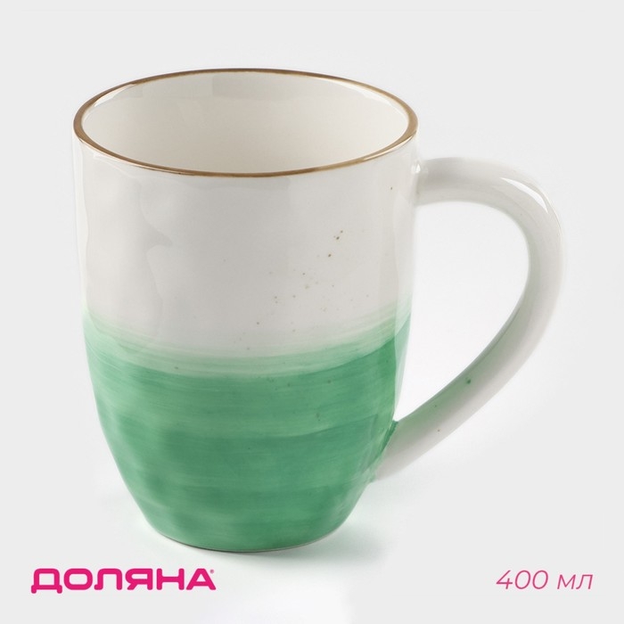 Кружка фарфоровая Доляна «Космос», 400 мл, цвет зелёный Кружка фарфоровая Доляна «Космос», 400 мл, цвет зелёный