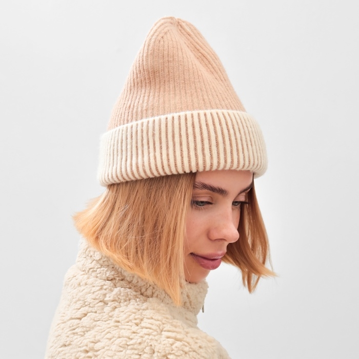Шапка женская MINAKU, цвет бежевый, размер 56-58