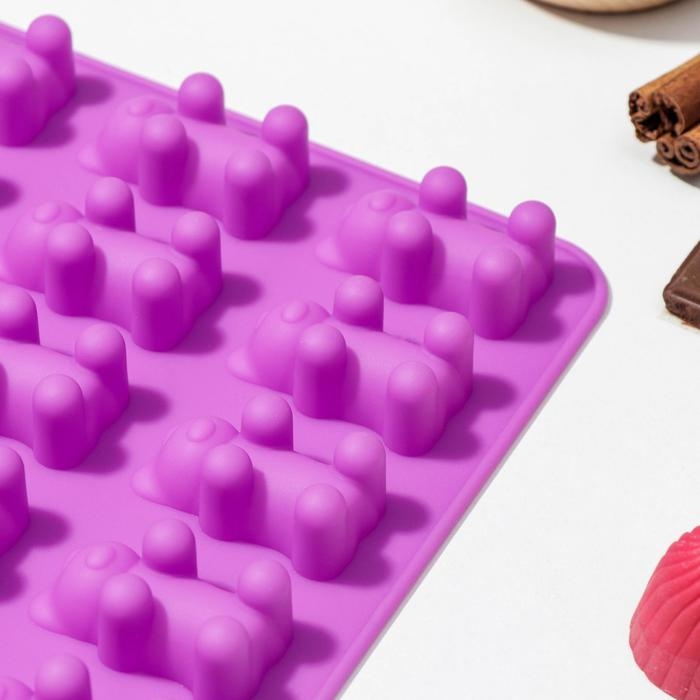 Форма для мармелада Доляна «Медвежата», силикон, 18×2 см, 15 ячеек (4,5×2,5×2 см), цвет МИКС Форма для мармелада Доляна «Медвежата», силикон, 18×2 см, 15 ячеек (4,5×2,5×2 см), цвет МИКС