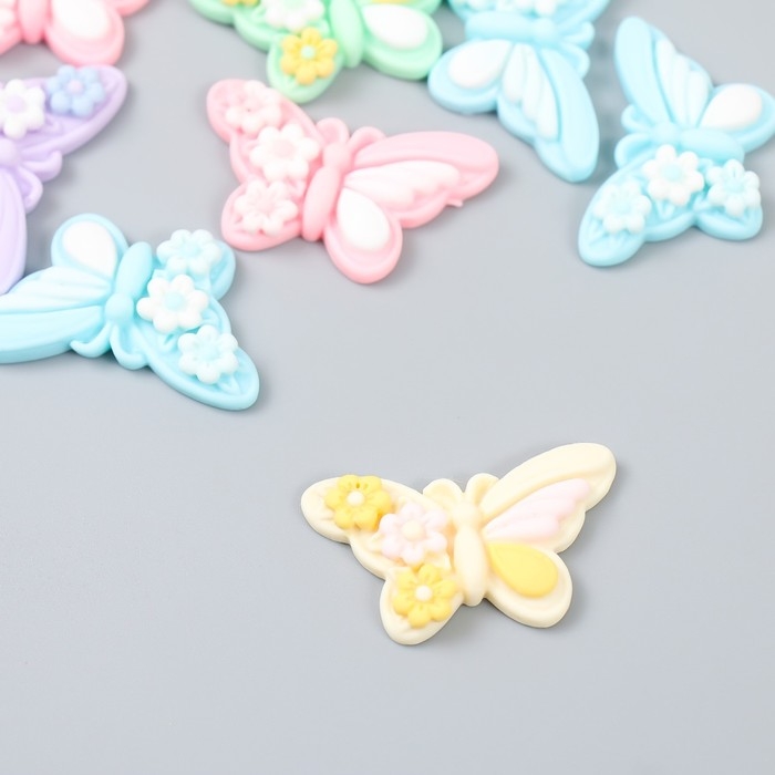 Декор для творчества пластик Декор для творчества пластик "Бабочка в ромашках" набор 10 шт