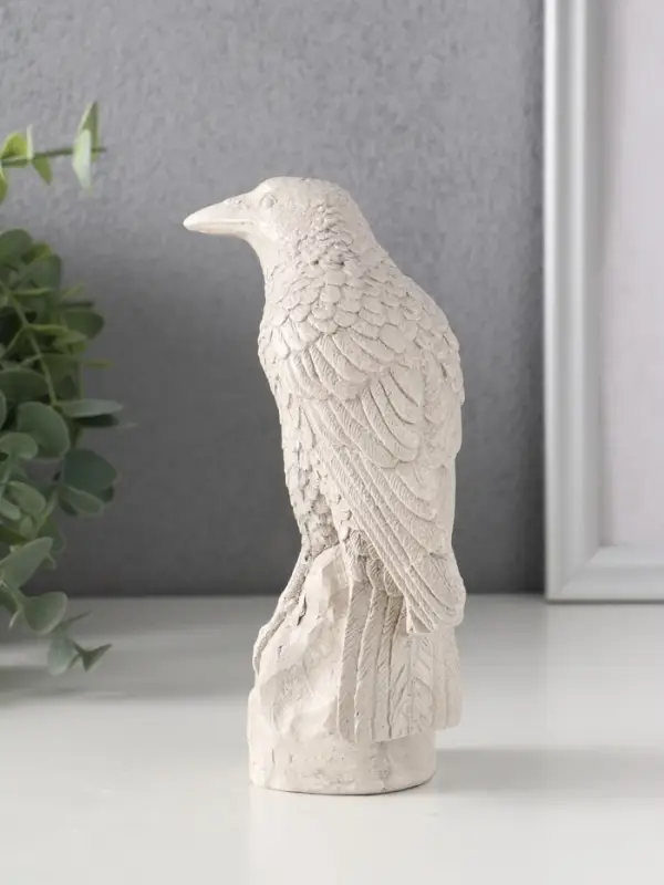 Фигура «Ворон на камне», 15.5×5.5×10 см, серая