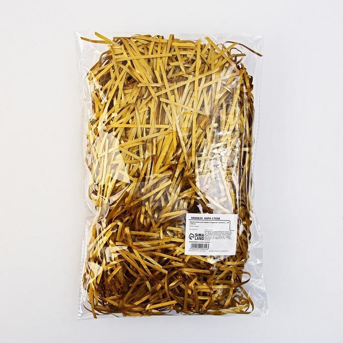 Наполнитель для шаров и подарков, упаковка, «Золото» , 15 х 26 см Наполнитель для шаров и подарков, упаковка, «Золото» , 15 х 26 см