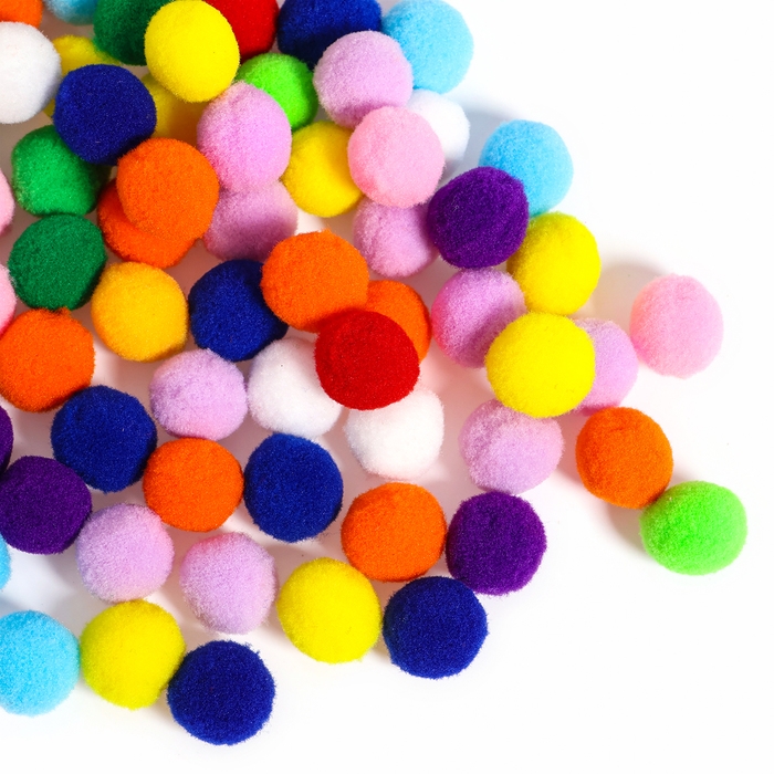 Набор текстильных деталей для декора «Бомбошки», 100 шт., размер 1 шт. — 2 см