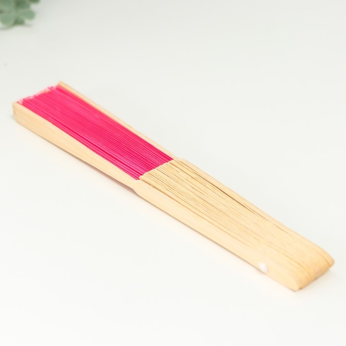 Веер бамбук, текстиль h=22 см  Веер бамбук, текстиль h=22 см "Моноцвет" в коробке, фуксия