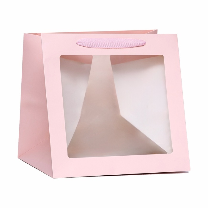 Пакет подарочный, крафт, с окном, «Розовый», 30 х 30 х 30 см Пакет подарочный, крафт, с окном, «Розовый», 30 х 30 х 30 см