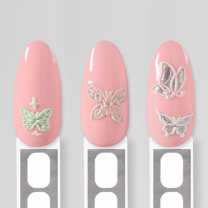 Наклейки для ногтей «Бабочки», объёмные, разноцветные/голографические Наклейки для ногтей «Бабочки», объёмные, разноцветные/голографические