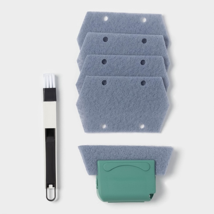 Щётки для оконных рам и труднодоступных мест, 5 сменных насадок, 13,5×8,2 см Щётки для оконных рам и труднодоступных мест, 5 сменных насадок, 13,5×8,2 см