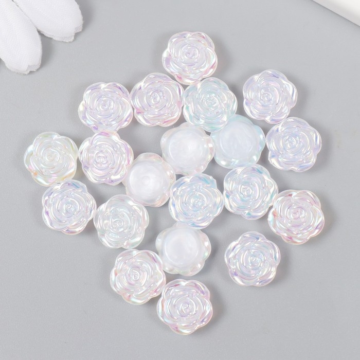 Декор для творчества пластик Декор для творчества пластик "Розочки" перламутровый набор 20 шт 0,5х1,2х1,2 см