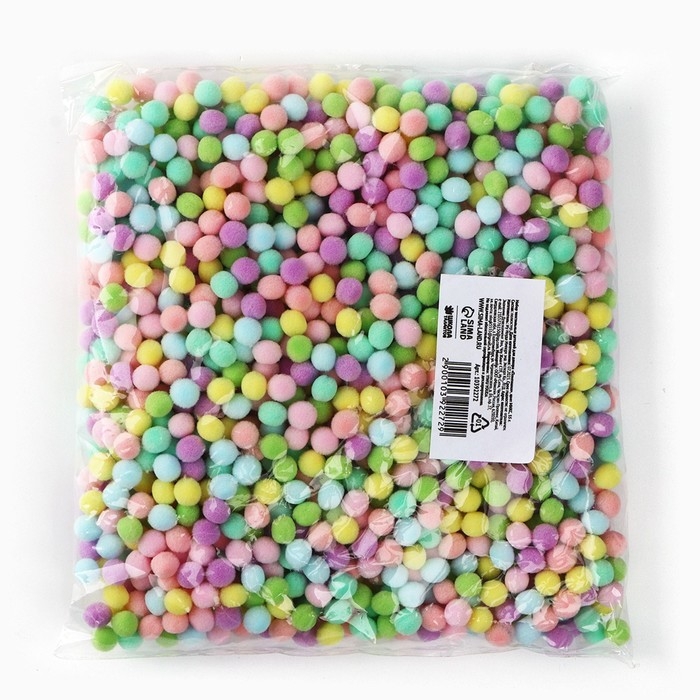 Набор текстильных деталей для декора. Помпоны для творчества &laquo;Цветные&raquo;, 55 гр