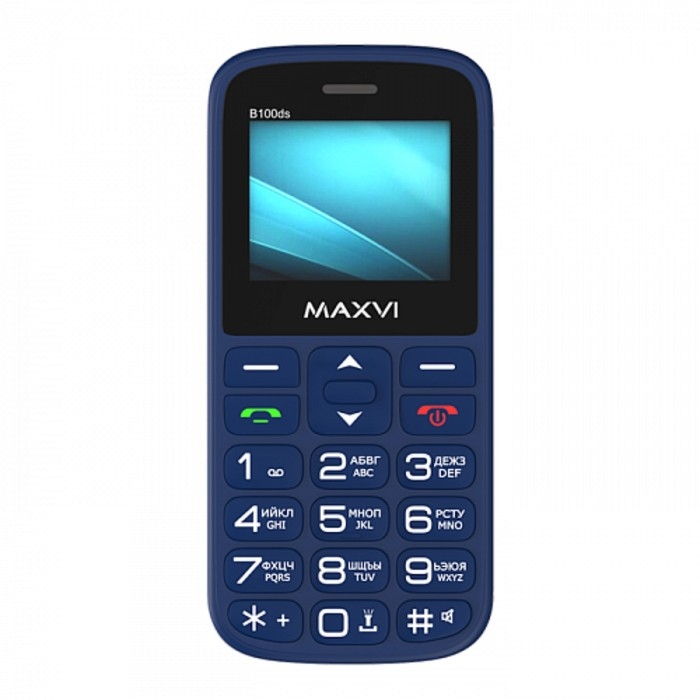 Сотовый телефон Maxvi B100ds, 1.77 Сотовый телефон Maxvi B100ds, 1.77",1.3Мп, microSD, 2sim, FM,SOS, док.станция,1000мАч,синий