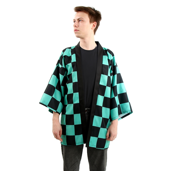 Карнавальное хаори «Демонический клинок», р. 44-46 (M), цвет чёрно-зелёный