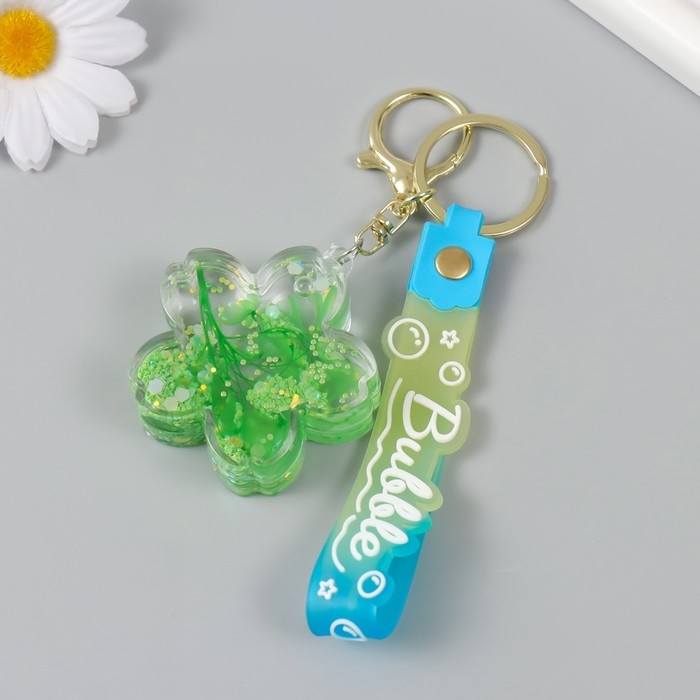 Брелок пластик с карабином, ремешком Брелок пластик с карабином, ремешком "Цветочек с ракушками" водный с декором 1,8х5,3х5,6 см 104732