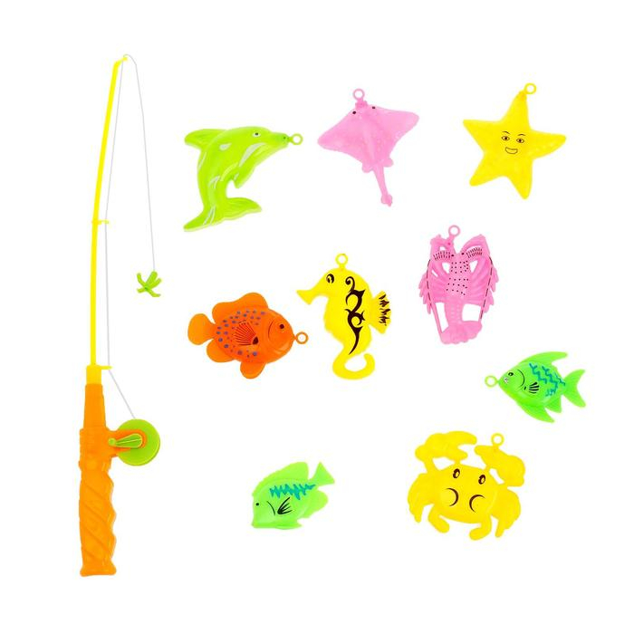 Рыбалка «Ловись, рыбка» 9 рыбок, удочка, цвета МИКС Рыбалка «Ловись, рыбка» 9 рыбок, удочка, цвета МИКС