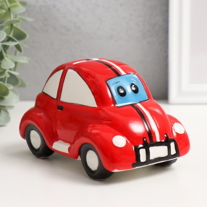 Копилка керамика  Копилка керамика "Машинка с глазками" красная 13х7,8х7,4 см