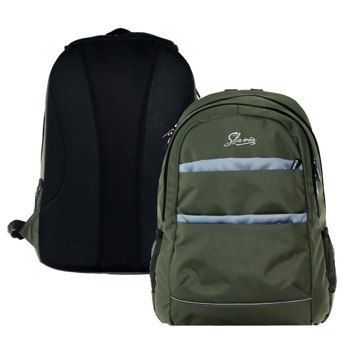 Рюкзак молодёжный, 46 х 33 х 16 см, эргономичная спинка, с вышивкой, Stavia, хаки, светло-серый Рюкзак молодёжный, 46 х 33 х 16 см, эргономичная спинка, с вышивкой, Stavia, хаки, светло-серый