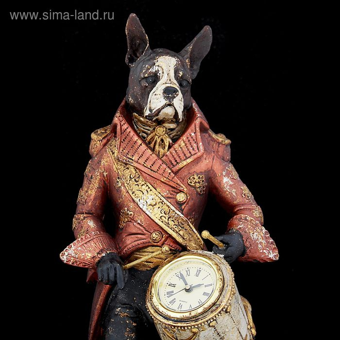 Сувенир полистоун Сувенир полистоун "Английский шарж-Бульдог барабанщик с часами" 39х12х14,5 см