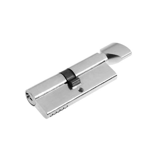 Цилиндровый механизм, 80 мм, с вертушкой, английский ключ, 5 ключей, цвет хром Цилиндровый механизм, 80 мм, с вертушкой, английский ключ, 5 ключей, цвет хром