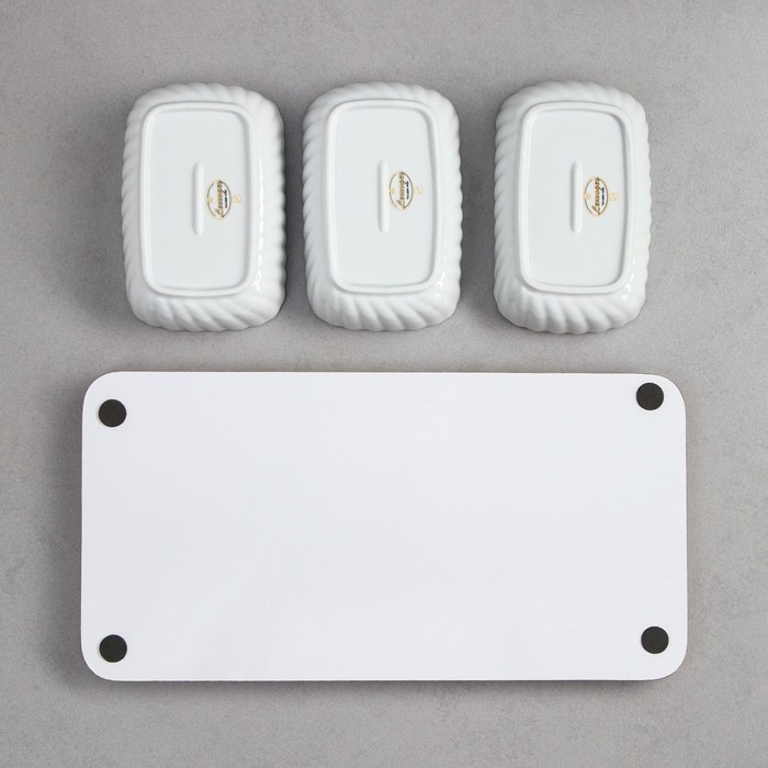 Менажница «Кармен», 3 шт: 300 мл, прямоугольная, деревянное основание, фарфор, Иран Менажница «Кармен», 3 шт: 300 мл, прямоугольная, деревянное основание, фарфор, Иран