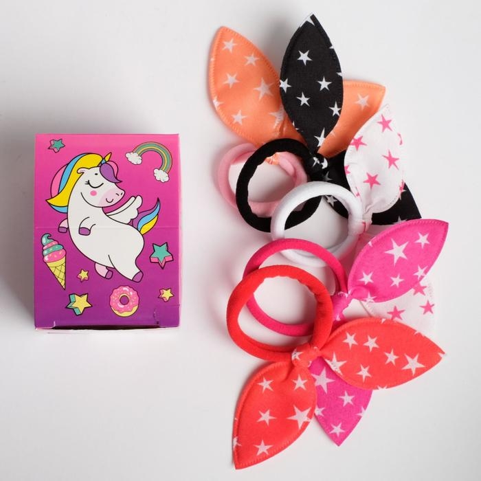 Резинки для волос , набор «Ушки», единорог, 10 шт. Резинки для волос , набор «Ушки», единорог, 10 шт.