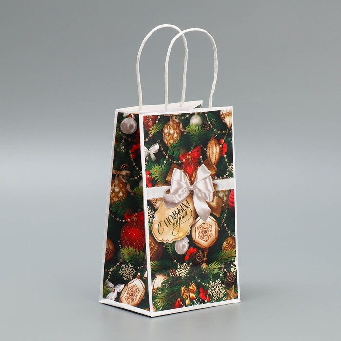 Пакет подарочный новогодний крафтовый «Игрушки», 12 х 21 х 9 см, Новый год Пакет подарочный новогодний крафтовый «Игрушки», 12 х 21 х 9 см, Новый год