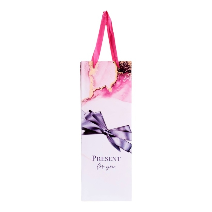 Пакет ламинированный под бутылку "Бантик",13 х 36 х 10 см